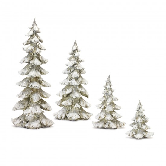 Tree (Set Of 4) 6.5"H, 9"H, 13.25"H, 18"H Resin, Silver