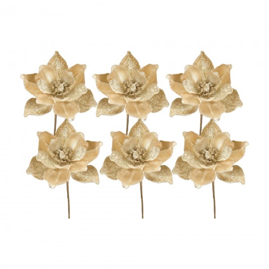 Magnolia Stem (Set Of 6) 22.5"H Polyester, Beige, Silver