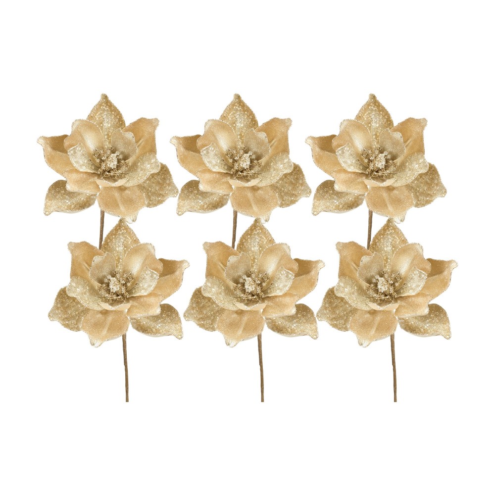 Magnolia Stem (Set Of 6) 22.5"H Polyester, Beige, Silver