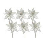 Poinsettia Stem (Set Of 6) 23"H Polyester, Beige, Silver