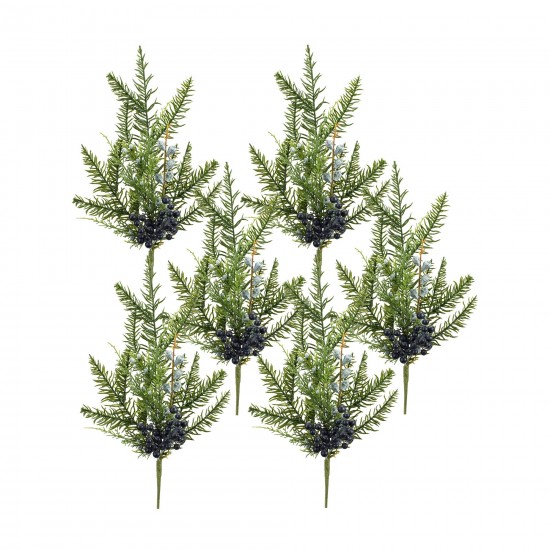 Pine And Juniper Berry Spray (Set Of 6) 19.75"H Pvc/Plastic