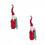 Santa W/Tree (Set Of 2) 14"H Clay