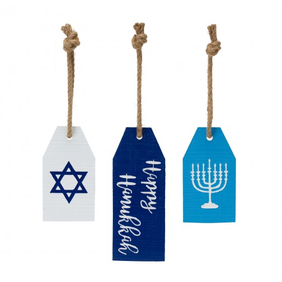 Hanukkah Tag Ornament (Set Of 6) 5"H, 5"H, 7"H Resin