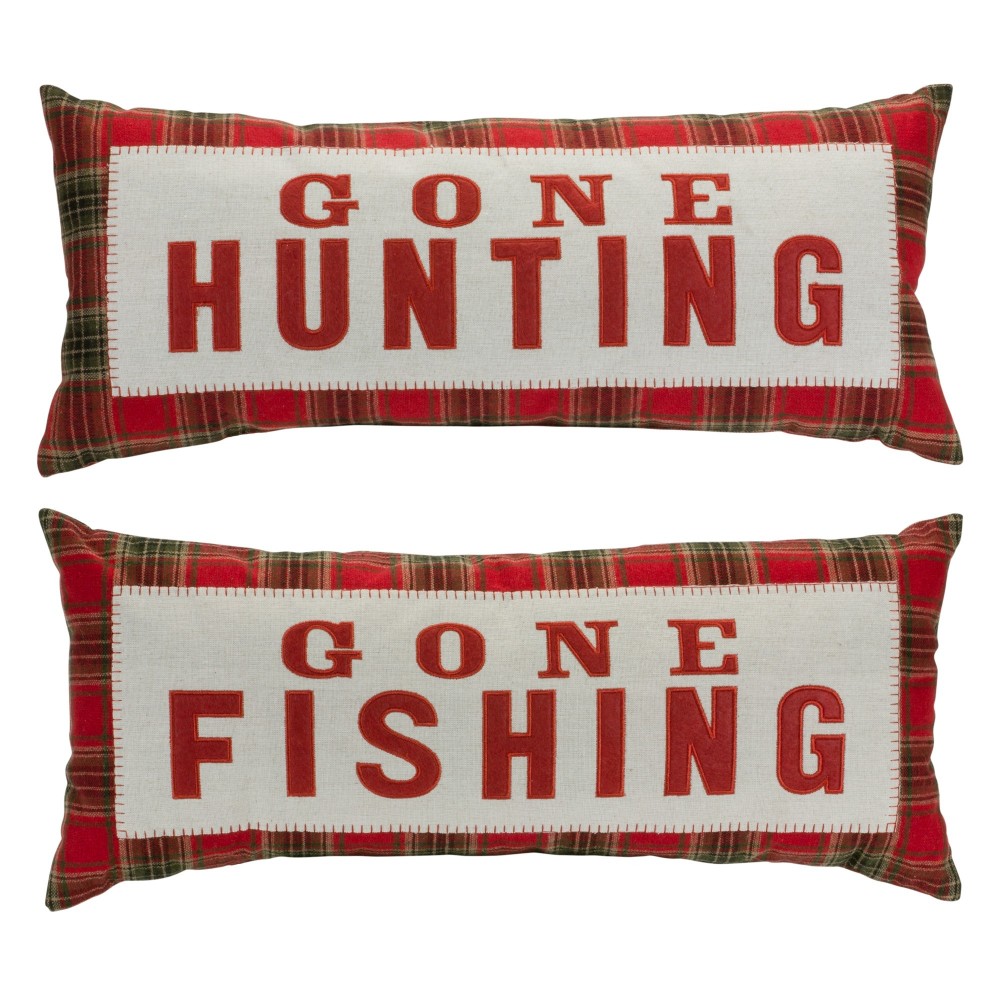 Gone Hunting And Fishing Pillow (Set Of 2) 21.75"L x 9"H Polyester