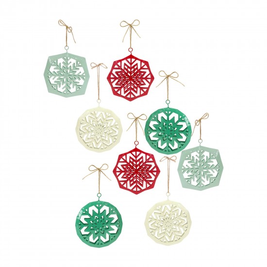 Snowflake Ornament (Set Of 8) 7.5"H Metal