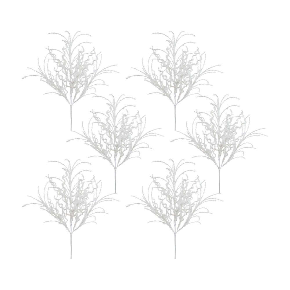 Glitter Bush (Set Of 6) 24"H Plastic