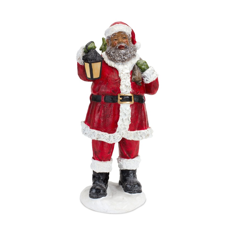 Santa W/Lantern 13.75"H Resin