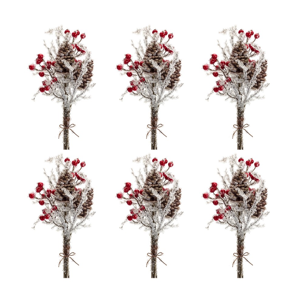 Icy Twig/Cone/Berry Bundle (Set Of 6) 17.25"H Plastic