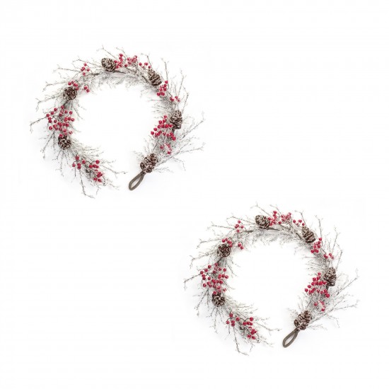 Icy Twig/Cone/Berry Garland (Set Of 2) 5'L Plastic