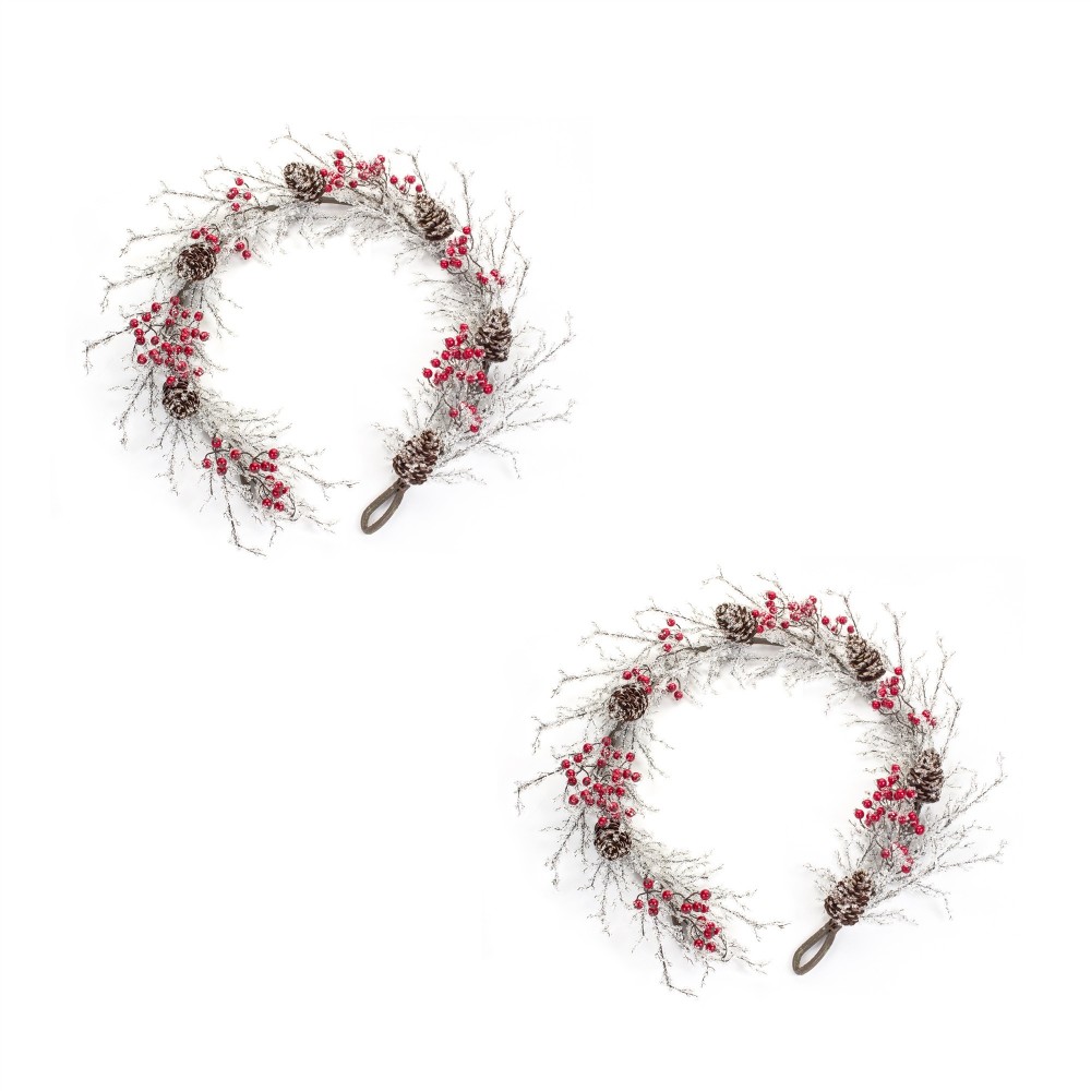 Icy Twig/Cone/Berry Garland (Set Of 2) 5'L Plastic Icy Twig/Cone/Berry Garland (Set Of 2) 5'L Plastic