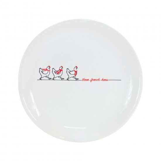 Three French Hens Plate (Set Of 4) 6.5"D Stoneware