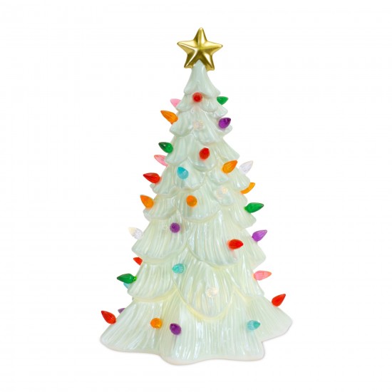 Led Tree 12.5"H Porcelain 2 Aa Batteries Not Included