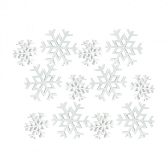 Snowflake (Set Of 12) 6.5"H, 9.25"H Wood