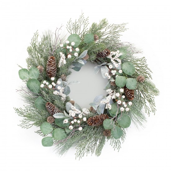 Pine And Eucalyptus Wreath 21.5"D Plastic