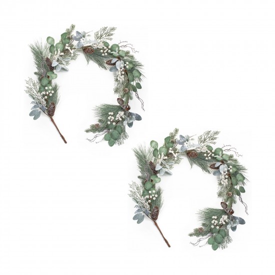 Pine And Eucalyptus Garland (Set Of 2) 5'L Plastic