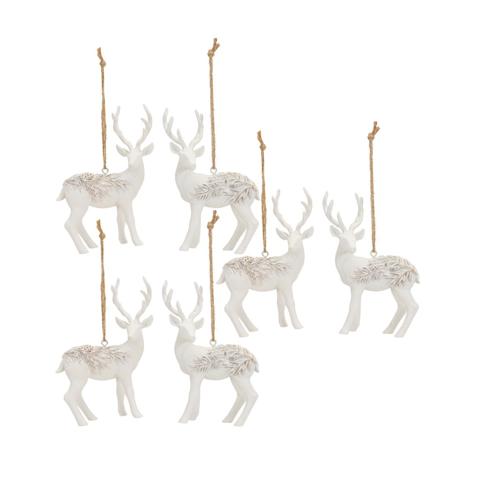 Deer Ornament (Set Of 6) 3.25"H Resin