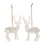 Deer Ornament (Set Of 6) 3.25"H Resin