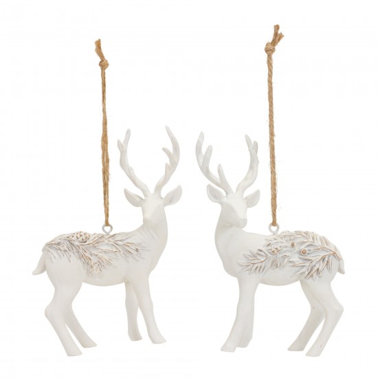 Deer Ornament (Set Of 6) 3.25"H Resin