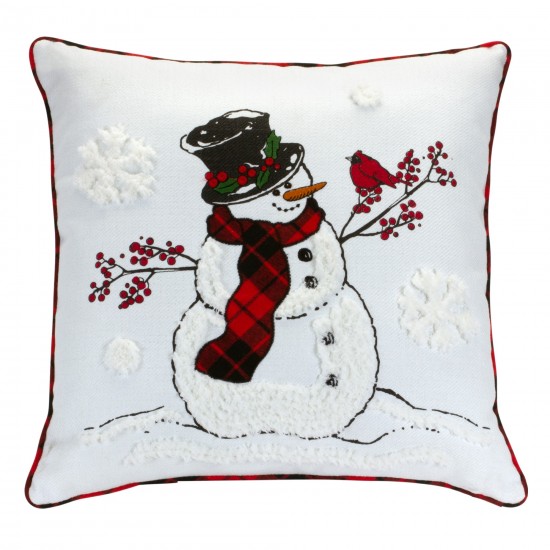Snowman And Cardinal Pillow 17"Sq Polyester