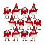 Bird W/Scarf And Hat (Set Of 12) 5.25"H, 7"H Foam/Polyester