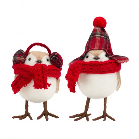 Bird W/Scarf And Hat (Set Of 12) 5.25"H, 7"H Foam/Polyester