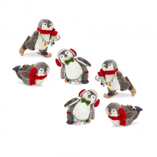 Penguin W/Lights (Set Of 6) 4.75"H, 6.5"H, 7.25"H Foam/Polyester