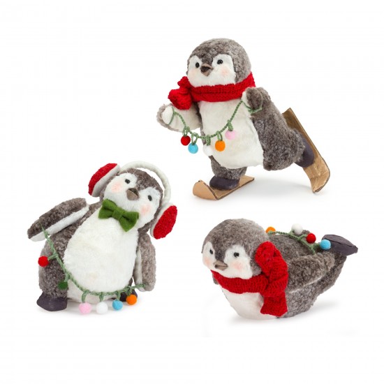 Penguin W/Lights (Set Of 6) 4.75"H, 6.5"H, 7.25"H Foam/Polyester