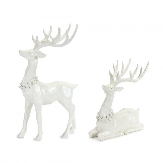 Deer (Set Of 2) 10.25"L x 11.5"H, 10"L x 17.75"H Resin