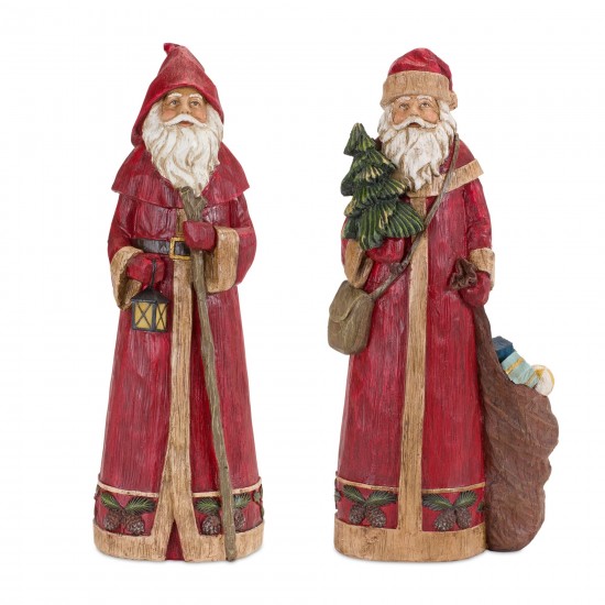 Santa (Set Of 2) 13"H Resin, Red, White