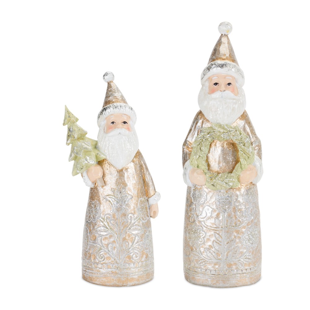 Santa (Set Of 2) 9"H, 11"H Resin