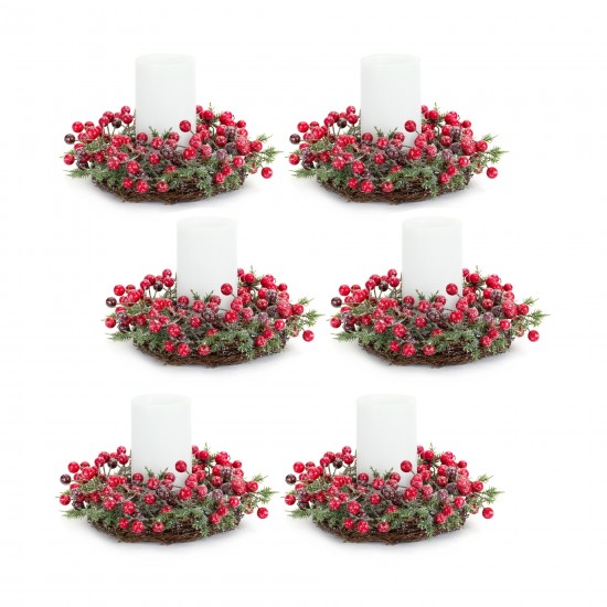 Mini Wreath/Candle Ring (Set Of 6) 10.5"D Plastic