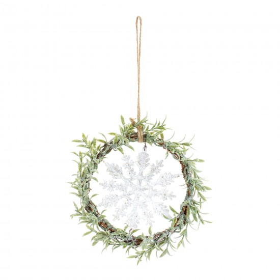 Mini Wreath W/Snowflake (Set Of 6) 7.5"D Plastic