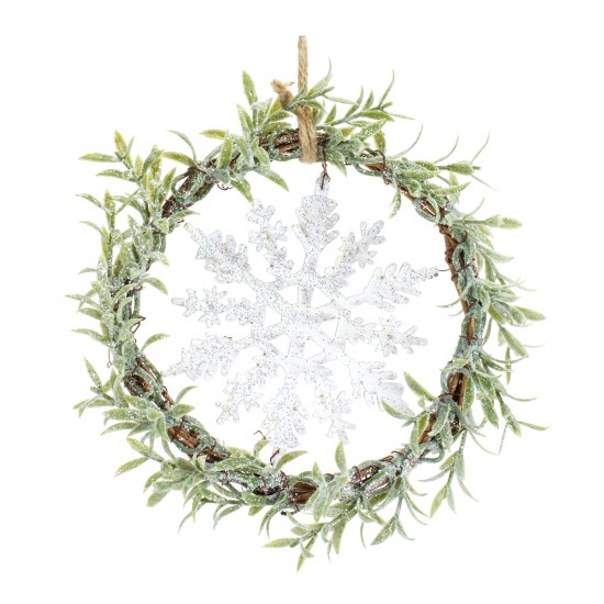 Mini Wreath W/Snowflake (Set Of 6) 7.5"D Plastic