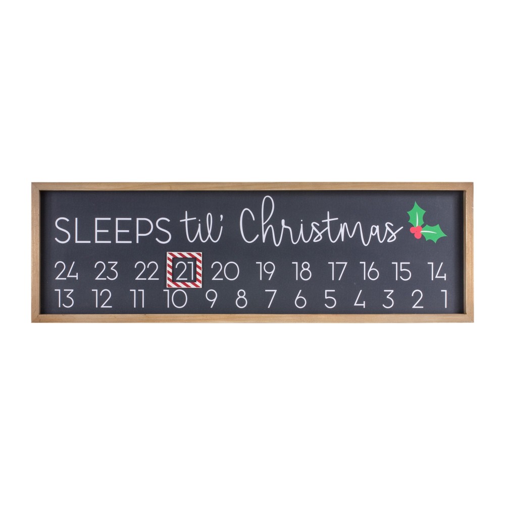Sleeps 'Til Christmas Sign 29.75"L x 9.5"H Wood/Mdf
