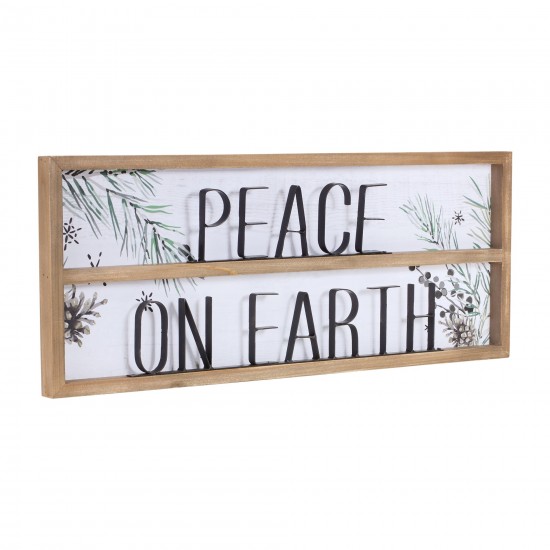 Peace On Earth Sign (Set Of 2) 23.5"L x 9.25"H Wood/Mdf