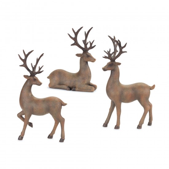 Deer (Set Of 3) 7.25"L x 9"H, 7.25"L x 13"H, 7.25"L x 13"H Resin