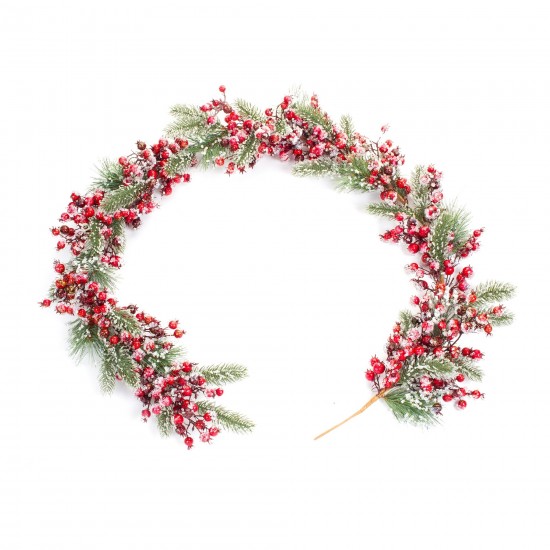 Iced Pine And Berry Garland (Set Of 2) 5.5'L Foam/Plastic