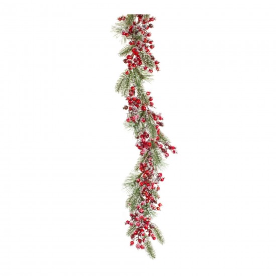 Iced Pine And Berry Garland (Set Of 2) 5.5'L Foam/Plastic