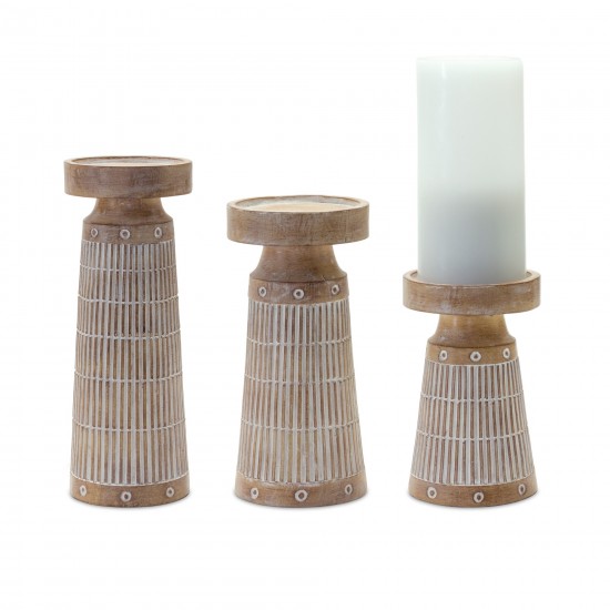 Candle Holder (Set Of 3) 6"H, 8"H, 10"H Resin