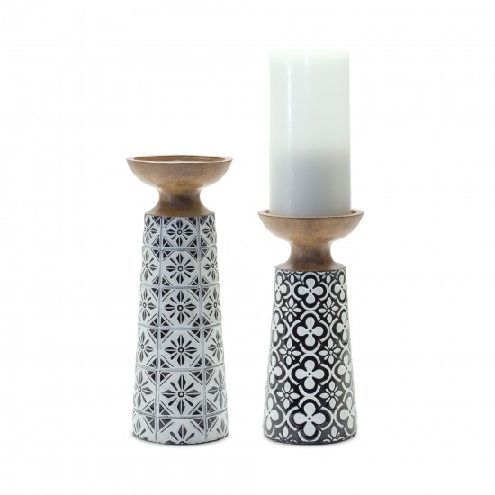 Candle Holder (Set Of 2) 8.25"H, 10"H Resin