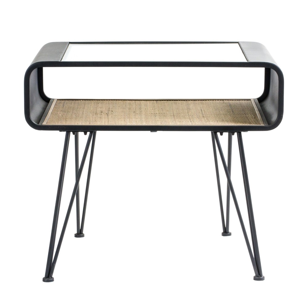 Side Table 27"L x 20.5"W x 23.5"H Iron/Glass Side Table 27"L x 20.5"W x 23.5"H Iron/Glass