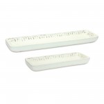 Tray (Set Of 2) 18.25"L x 7"W, 27"L x 8.25"W Mango Wood, White