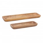 Tray (Set Of 2) 18.25"L x 7"W, 27"L x 8.25"W Mango Wood, Brown