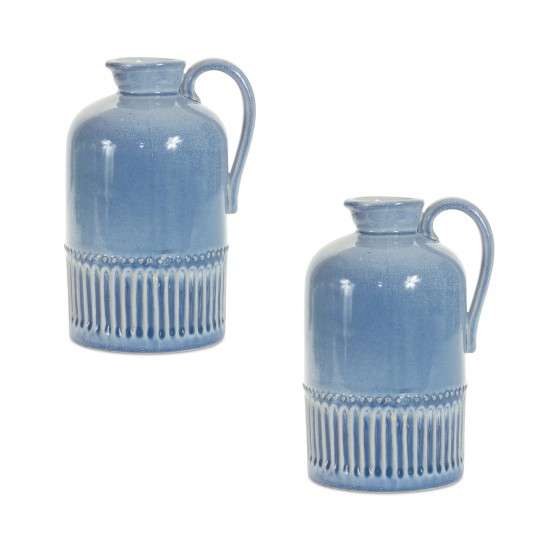 Jug (Set Of 2) 8.75"H Ceramic