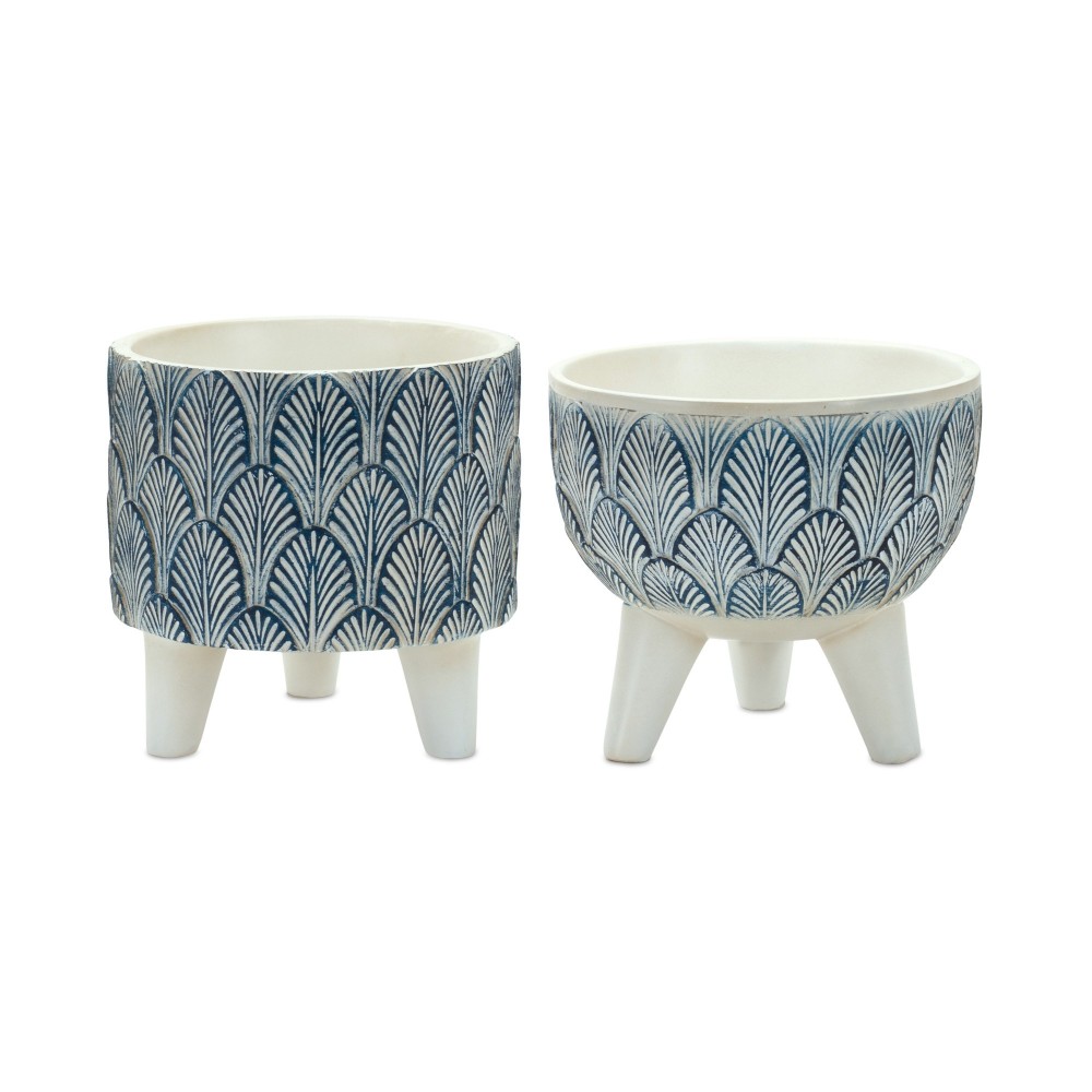 Pot W/Legs (Set Of 2) 5.25"D x 5.25"H, 5.5"D x 5"H Resin