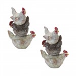 Chicken Stack (Set Of 2) 9"H Resin