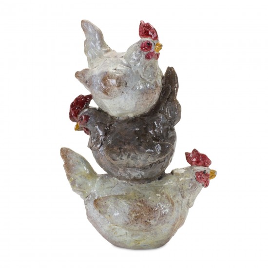 Chicken Stack (Set Of 2) 9"H Resin