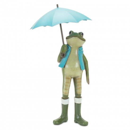 Frog W/Umbrella (Set Of 2) 11"H Resin