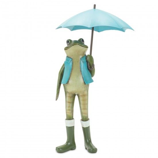 Frog W/Umbrella (Set Of 2) 11"H Resin