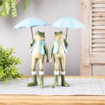 Frog W/Umbrella (Set Of 2) 11"H Resin